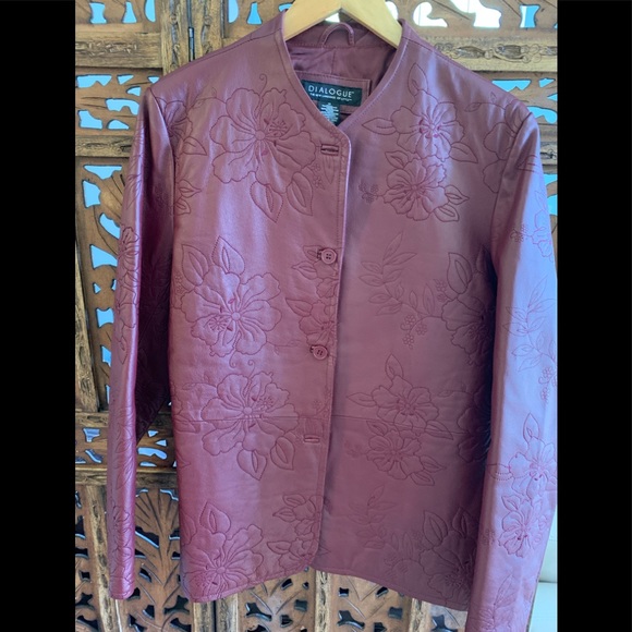 DIALOGUE Red Leather Jacket - Picture 4 of 4